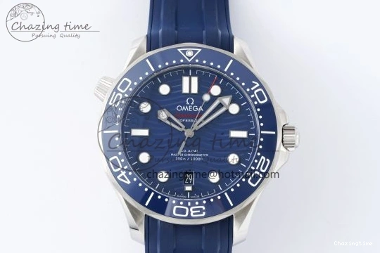 0328 Fashionable Seamaster Diver 300M ZF 1:1 Best Edition Blue Ceramic Blue Dial on Blue Rubber Strap A 7822